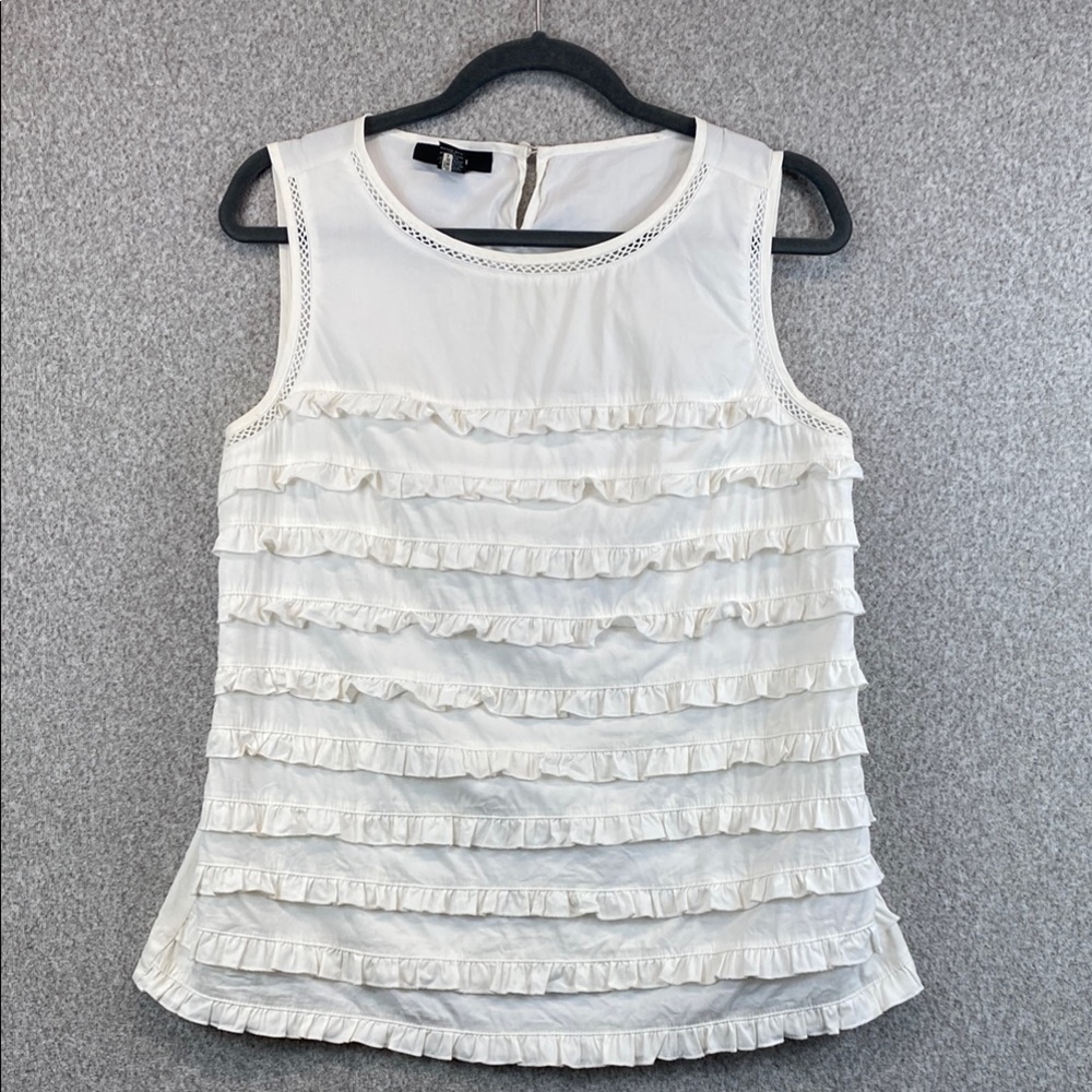 Alfani women’s size 10 ruffle tank cotton plus spandex preppy